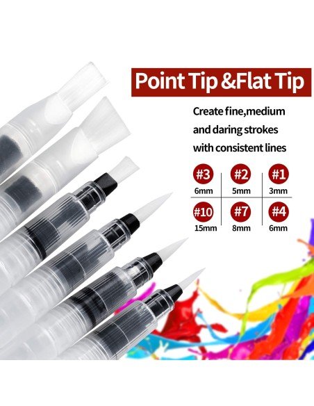 Set x6 Pinceles Recargables Bolígrafos Acuarela Caligrafía