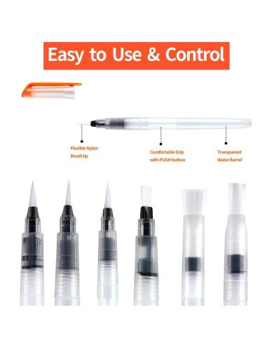 Set x6 Pinceles Recargables Bolígrafos Acuarela Caligrafía