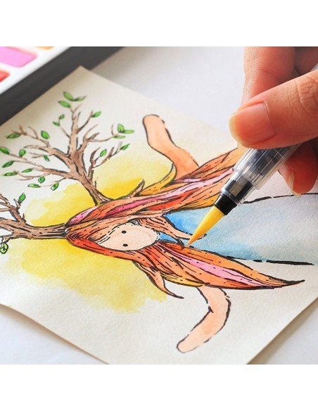 Set x6 Pinceles Recargables Bolígrafos Acuarela Caligrafía