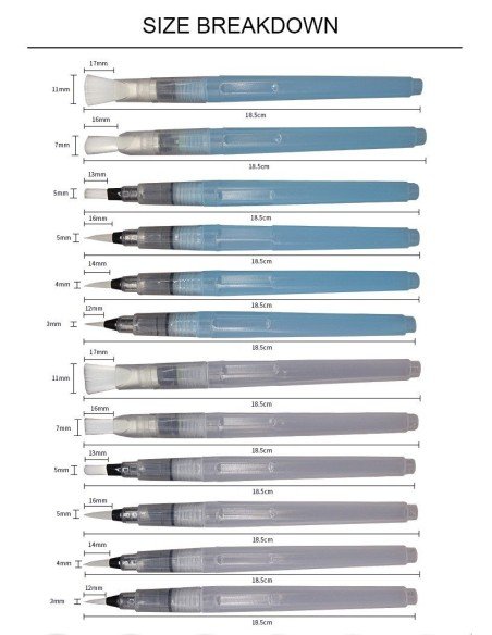 Set x6 Pinceles Recargables Bolígrafos Acuarela Caligrafía