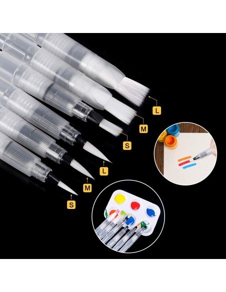 Set x6 Pinceles Recargables Bolígrafos Acuarela Caligrafía