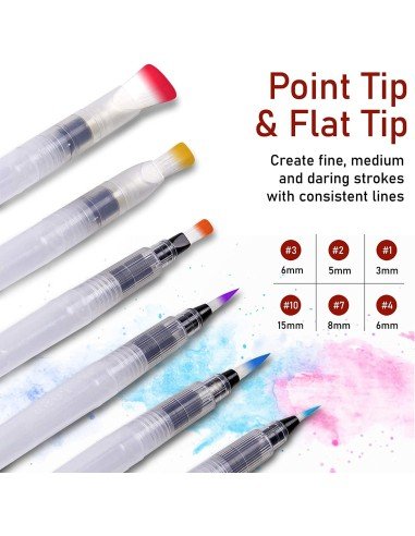 Set x6 Pinceles Recargables Bolígrafos Acuarela Caligrafía