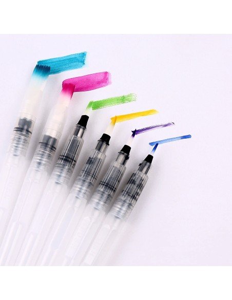 Set x6 Pinceles Recargables Bolígrafos Acuarela Caligrafía
