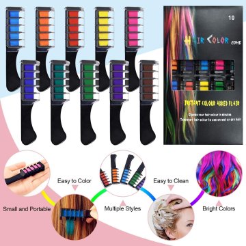 Set x10 Peine De Tiza Para Cabello Tinte Temporal Brillante
