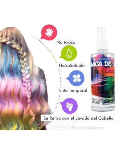 Tintura en Laca Temporal en Colores para Cabello y Mechas Spray Color