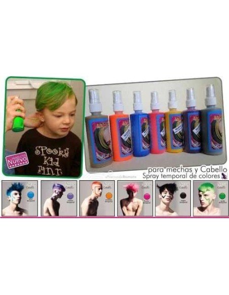 Tintura en Laca Temporal en Colores para Cabello y Mechas Spray Color