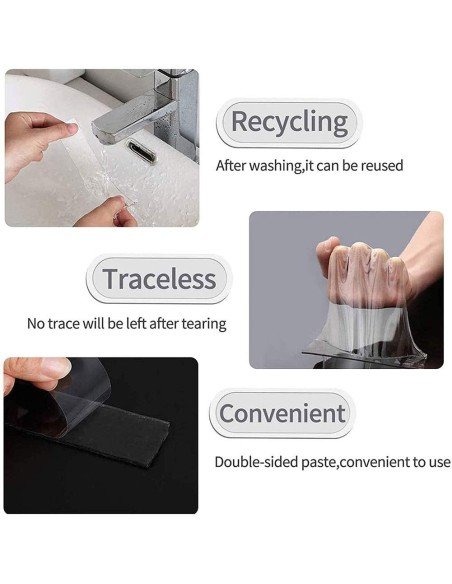 Cinta Adhesiva Doble Faz Lavable Nano Cinta Gel 3cm x 5 Mts