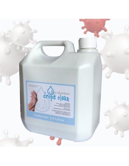 Un Galón de Gel AntiBacterial Drops Clean limpia y desinfecta tus manos (Un Galón)
