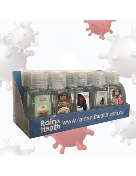 Un Kit de Gel AntiBacterial Rain Health limpia y desinfecta tus manos (15 unidades) Un Kit de Gel AntiBacterial Rain Health limpia y desinfecta tus manos (15 unidades)