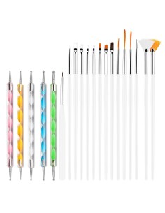 Kit x20 Decorativos De Uñas 15 Pinceles + 5 Punteros Dotting