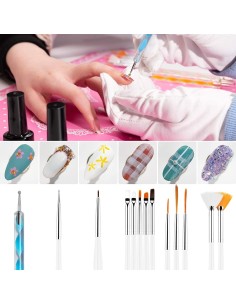 Kit x20 Decorativos De Uñas 15 Pinceles + 5 Punteros Dotting 2
