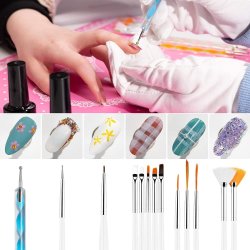 Kit x20 Decorativos De Uñas 15 Pinceles + 5 Punteros Dotting