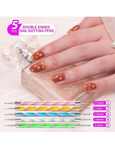 Kit x20 Decorativos De Uñas 15 Pinceles + 5 Punteros Dotting