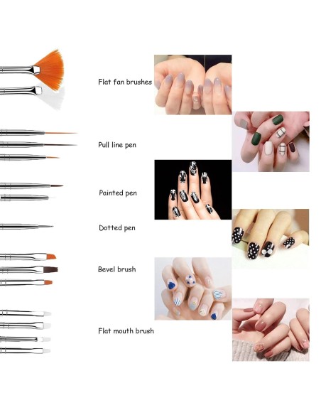 Kit x20 Decorativos De Uñas 15 Pinceles + 5 Punteros Dotting