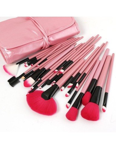 Set de 24 brochas y pinceles para maquillaje profesional