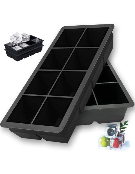 Molde De Silicona Cubos 8 Cavidades Gigantes Whiskey Hielo