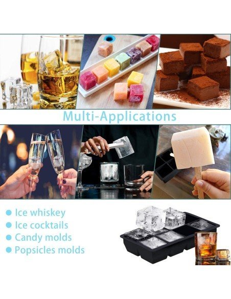 Molde De Silicona Cubos 8 Cavidades Gigantes Whiskey Hielo