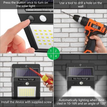 ⭐Luz LED Solar con sensor de movimiento para exteriores