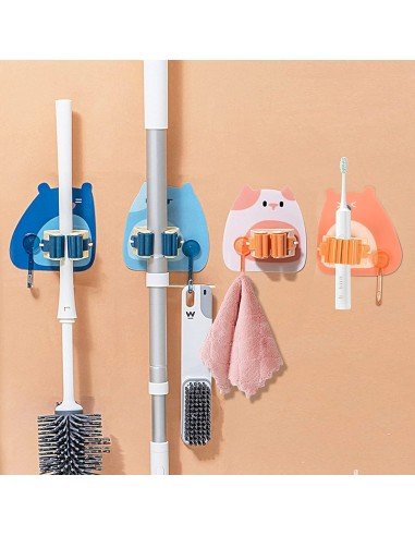 ⭐ Setx4 Organizador Soporte Escobas Multiusos Adorables Gatos