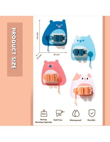 ⭐ Setx4 Organizador Soporte Escobas Multiusos Adorables Gatos