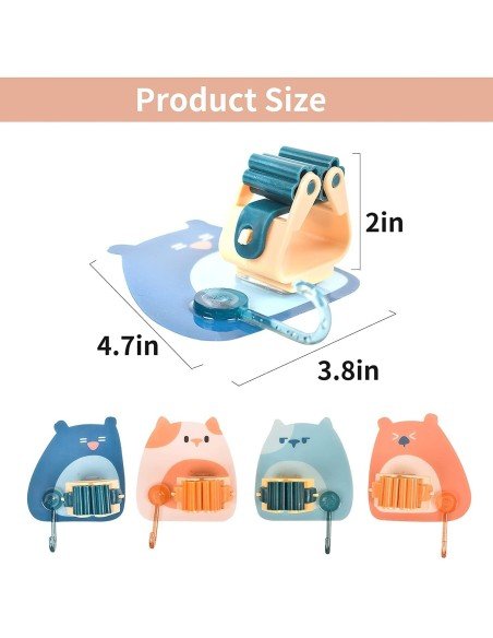 ⭐ Setx4 Organizador Soporte Escobas Multiusos Adorables Gatos