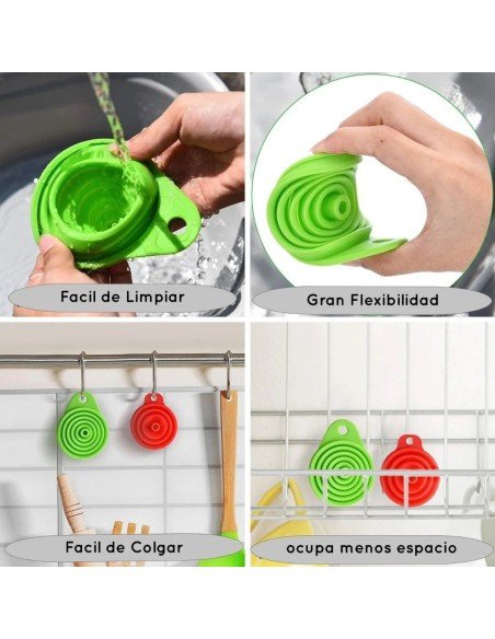 ⭐ Embudo De Silicona Flexible Plegable Funnel Cocina Portable ⭐ Embudo De Silicona Flexible Plegable Funnel Cocina Portable