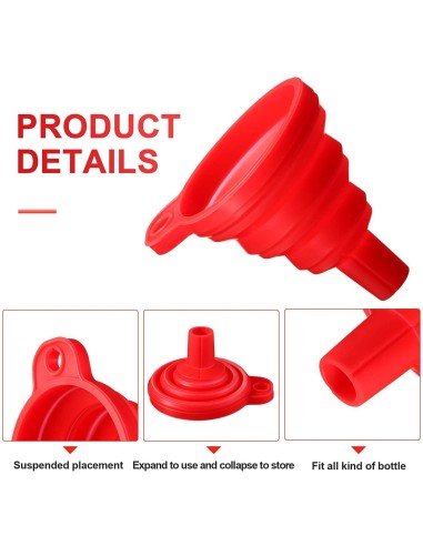 ⭐ Embudo De Silicona Flexible Plegable Funnel Cocina Portable