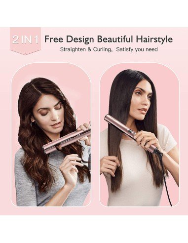 ⭐ Bestope Plancha Rizador Cabello Cerámica Turmalina 2 en 1 