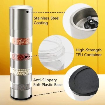 Pimentero Ajustable 6 Niveles Molino Sal Especies Pimienta Acero Inoxidable