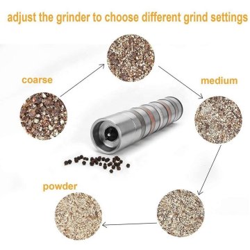 Pimentero Ajustable 6 Niveles Molino Sal Especies Pimienta Acero Inoxidable