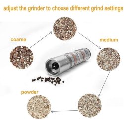 Pimentero Ajustable 6 Niveles Molino Sal Especies Pimienta Acero Inoxidable