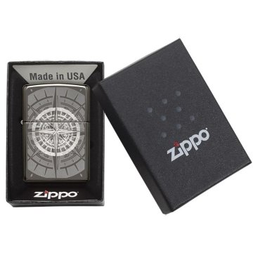⭐ Encendedor Zippo Stamp Hielo Brújula 29232 Negro