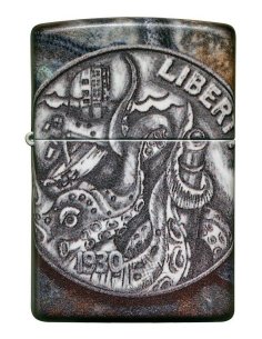 ⭐ Encendedor Zippo Stamp Moneda De Pirata 49434