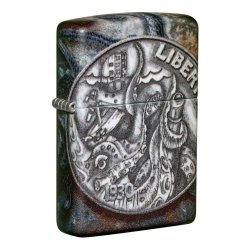 ⭐ Encendedor Zippo Stamp Moneda De Pirata 49434