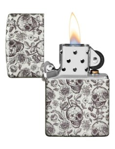 ⭐ Encendedor Zippo Stamp Skull Glow Dark 49458 2
