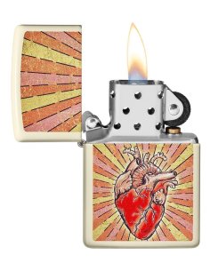 ⭐ Encendedor Zippo Stamp Corazon 49397 Crema Mate 2