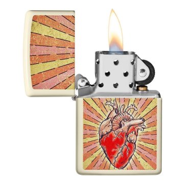 ⭐ Encendedor Zippo Stamp Corazon 49397 Crema Mate