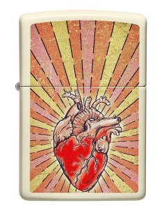 ⭐ Encendedor Zippo Stamp Corazon 49397 Crema Mate