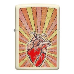 ⭐ Encendedor Zippo Stamp Corazon 49397 Crema Mate