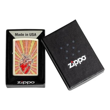 ⭐ Encendedor Zippo Stamp Corazon 49397 Crema Mate