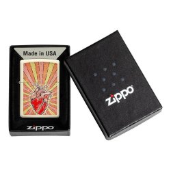 ⭐ Encendedor Zippo Stamp Corazon 49397 Crema Mate