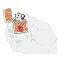 ⭐ Encendedor Zippo Stamp Corazon 49397 Crema Mate