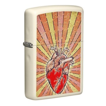 ⭐ Encendedor Zippo Stamp Corazon 49397 Crema Mate