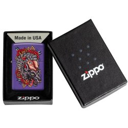 ⭐ Encendedor Zippo Stamp Lobo Piel Oveja 49413 violeta