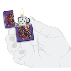 ⭐ Encendedor Zippo Stamp Lobo Piel Oveja 49413 violeta