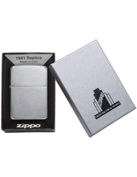 ⭐ Encendedor Zippo Classic 1941 Brush Chrome - Plateado