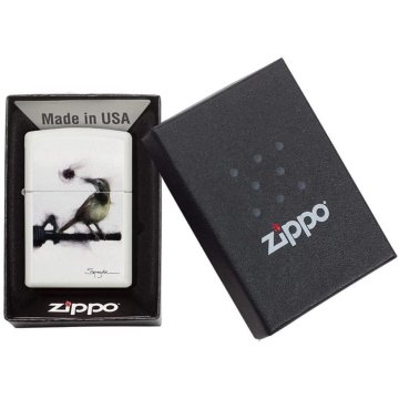 ⭐ Encendedor Zippo Stamp Spazuk  Bird 29895 Blanco