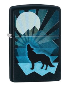 ⭐ Encendedor Zippo Stamp Lobo y Luna 29864 Negro