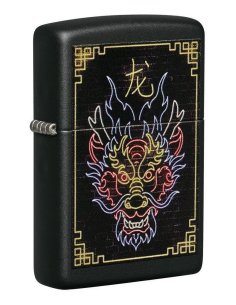 ⭐ Encendedor Zippo Stamp Dragón neón 49396 Negro 2