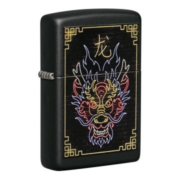 ⭐ Encendedor Zippo Stamp Dragón neón 49396 Negro